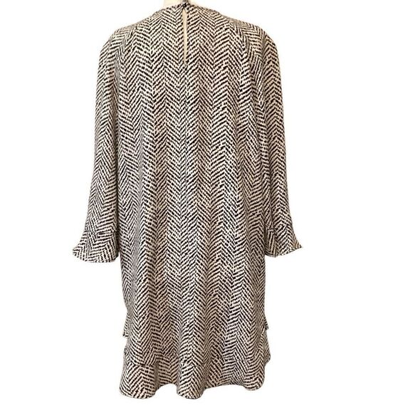 NWT Zara Women's Black Mix Printed Tunic Mini Dress Fluted Sleeve M - Picture 12 of 14